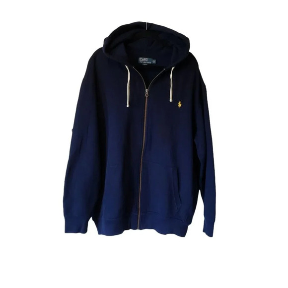 Polo Ralph Lauren Cruise Navy Blue Full Zip Thermal Fleece Hoodie Jacket 2XLT - Picture 2 of 10